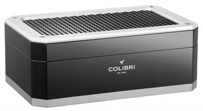 Humidor Colibri Rally schwarz silber ca 100 Zigarren Digitalhygrometer Befeuchte