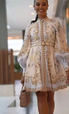 Zimmermann Hypnotic Buttoned Floral Mini Dress Size 3/US 10