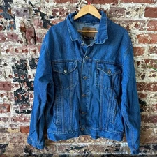 Vintage Route 66 Jacket Mens Large Denim Trucker Distressed Workwear 90s Jean