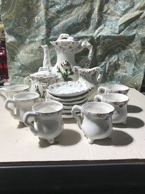Vintage Royal Sealy Porcelain TEA SET Tea pot sugar creamer 6 cups with saucers