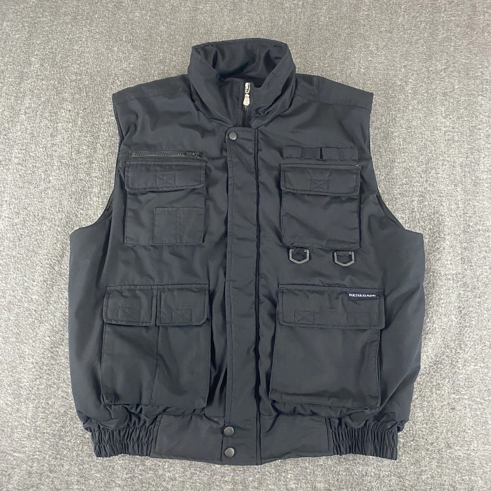 Renegade Utility Vest Mens Large Black Tactical Fishing Multi Pocket Outdoor