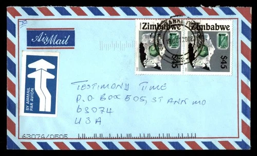 Mayfairstamps Zimbabwe 2002 to MO USA Emerald Cover aaw_54907