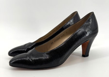 Ferragamo Black lizard Leather Pumps 7 Quiet Luxury Old Money Italian Designer