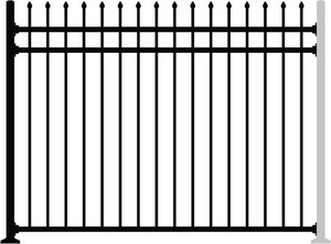 XCEL Black Steel Anti-Rust Fence Panel - Sharp End Pickets - 6.5ft W x 5ft H