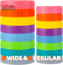 BOOMIBOO [16Pack] Intended for Mason Jar Lids, Wide Mouth & Regular Mouth, Canni