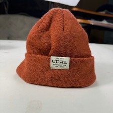 Coal The Uniform Beanie Knit Cuffed Classic Logo Patch Orange One Size