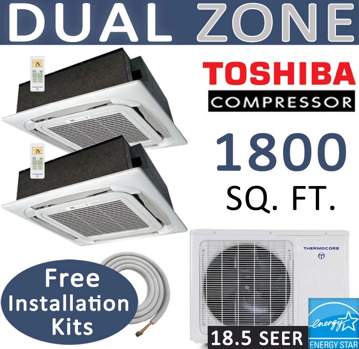 36000 BTU Ductless Mini Split Air Conditioner : 18000 x 2 - Ceiling Cassette  689227512871 | eBay
