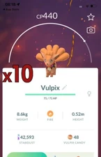 10x Vulpix Halloween Pokemon Bundle !! Good Chance of Lucky and Good IVs !! Go