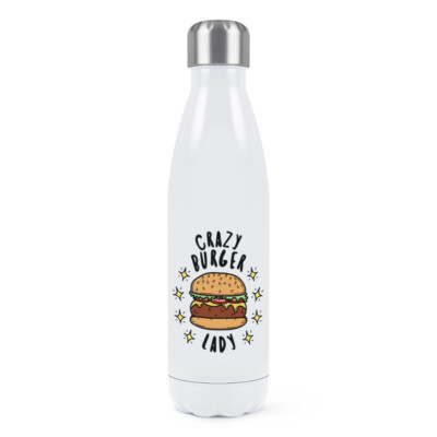 Crazy Burger Lady Stars doppelwandige Trinkflasche Fast Food lustiger Witz Thermo