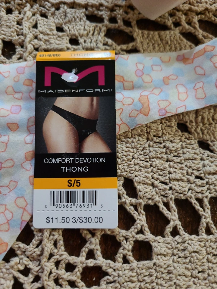 S/5 MAIDENFORM Comfort Devotion Sin VPL SeXy Tanga Puzzle Estampado Panty 40149 Foto 3 de 4