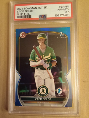 2023 Bowman 1st Edition Zack Gelof #45/150 BLUE FOIL #BPPF1 Graded PSA 8.5