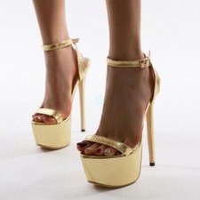 Women's Super High Heel Sandals Ankle Strap Shoes Party Cocktail Casual Clubwear