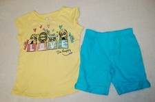 Girls Yellow T-Shirt LOVE BE HAPPY Gift Boxes DIVA GIRLS Turquoise Shorts SIZE 5
