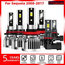 6Pcs LED Headlights Fog Lights Super Bright Bulbs For Toyota Sequoia 2008-2017