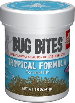 Fluval Bug Bites Tropical Fish Food, Small Granules for fishes, 1.6 oz., A6577