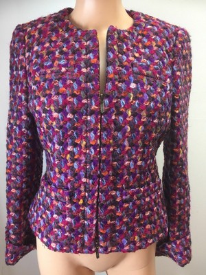 purple boucle coat