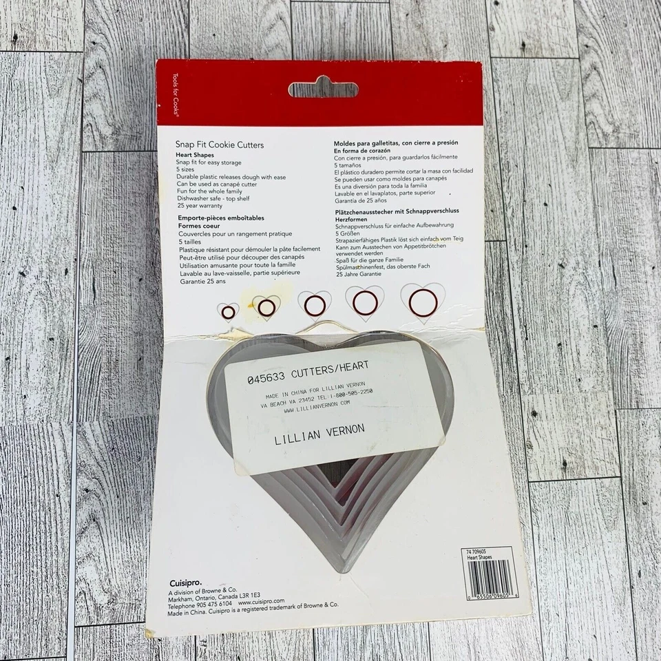 Cuisipro Día de San Valentín Galleta Cortadores de Corazón Amor Ajuste a Presión 5 Tallas Boda Evento Foto 2 de 4