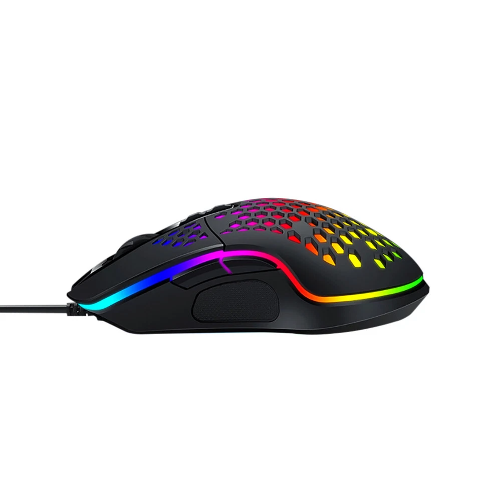 Gaming Mice Mouse 6400 DPI USB RGB Flowing Backlit Light Wired PC Laptop Compute - Image 2 of 4