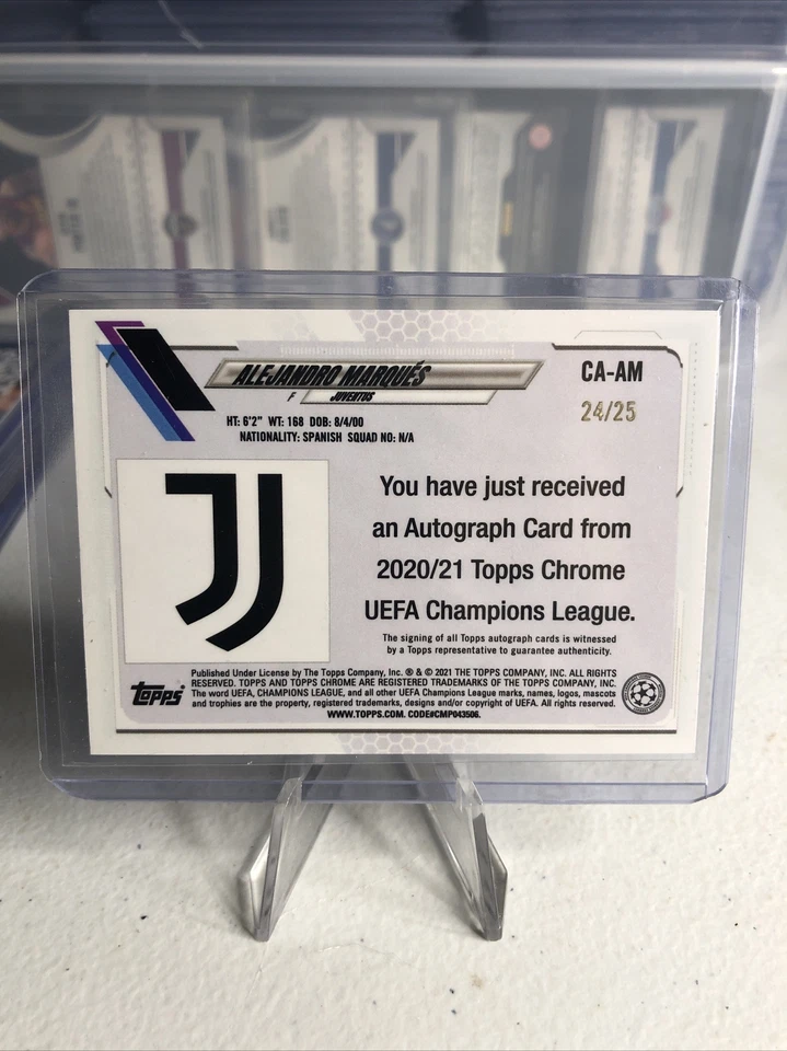 2020-21 Alejando Marques Topps Chrome Orange Juventus FC Autogra Rookie 24/25 - Image 2 of 2