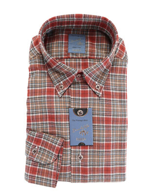 NWT BARBA Napoli DRESS SHIRT Dandy life rust flannel handmade 39 15 1/2