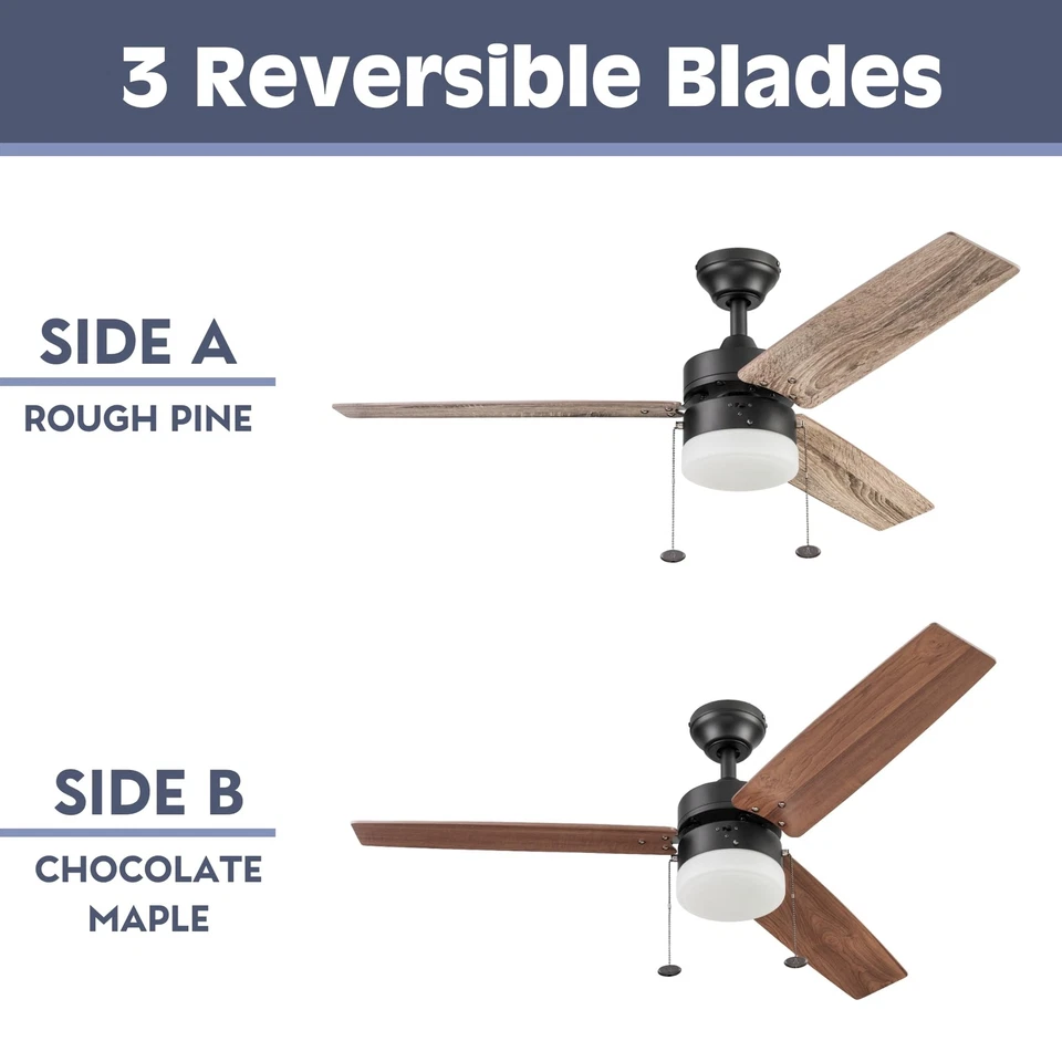 Prominence Home Reston, 48 Inch Modern Farmhouse LED Ceiling Fan with Light, ... - Image 3 of 4