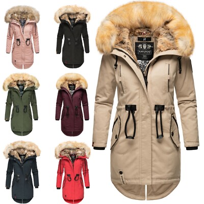 Navahoo Damen Winter Jacke Parka Mantel Winterjacke warm Kunstfell