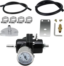 0-140 PSI Universal Aluminum Adjustable Fuel Pressure Regulator & Gauge W/ Hose