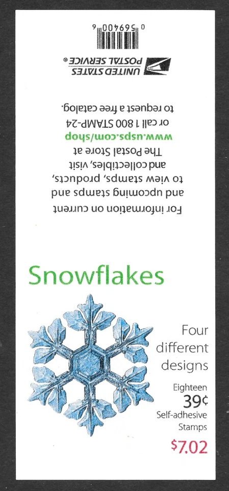 Sc# 4116b ATM Booklet  of 18-2006 Snowflakes, 1/4 off of Cat!-Flawless Cond. MNH - Image 2 of 2