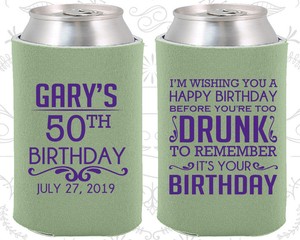 custom 50th birthday koozies