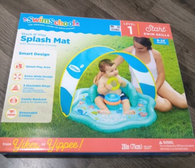 Stack N' Play Teal Inflatable Splash Mat with Removable Canopy 28'' By SwimSchool