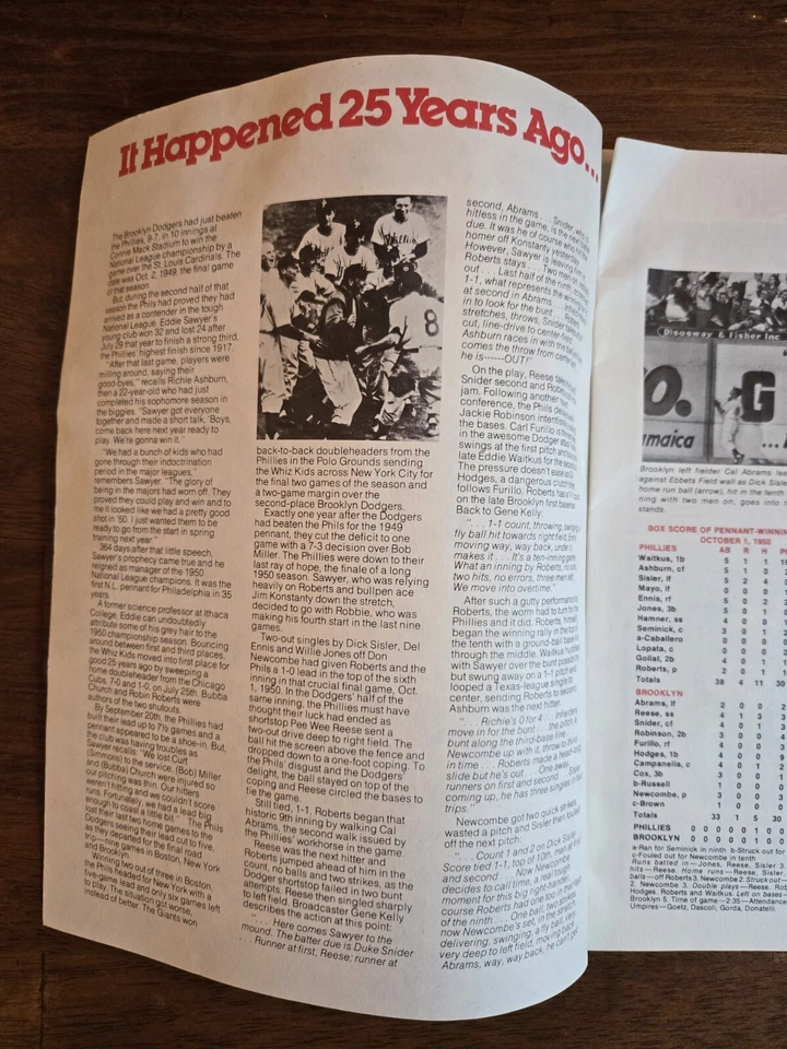 Signed Vintage MLB Philadelphia Phillies Whiz Kid Silver Anniversary Program  - Image 2 of 4