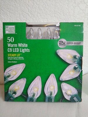 Home Accents 50 Light LED Warm White C9 Super Bright Weddings 32' String Light