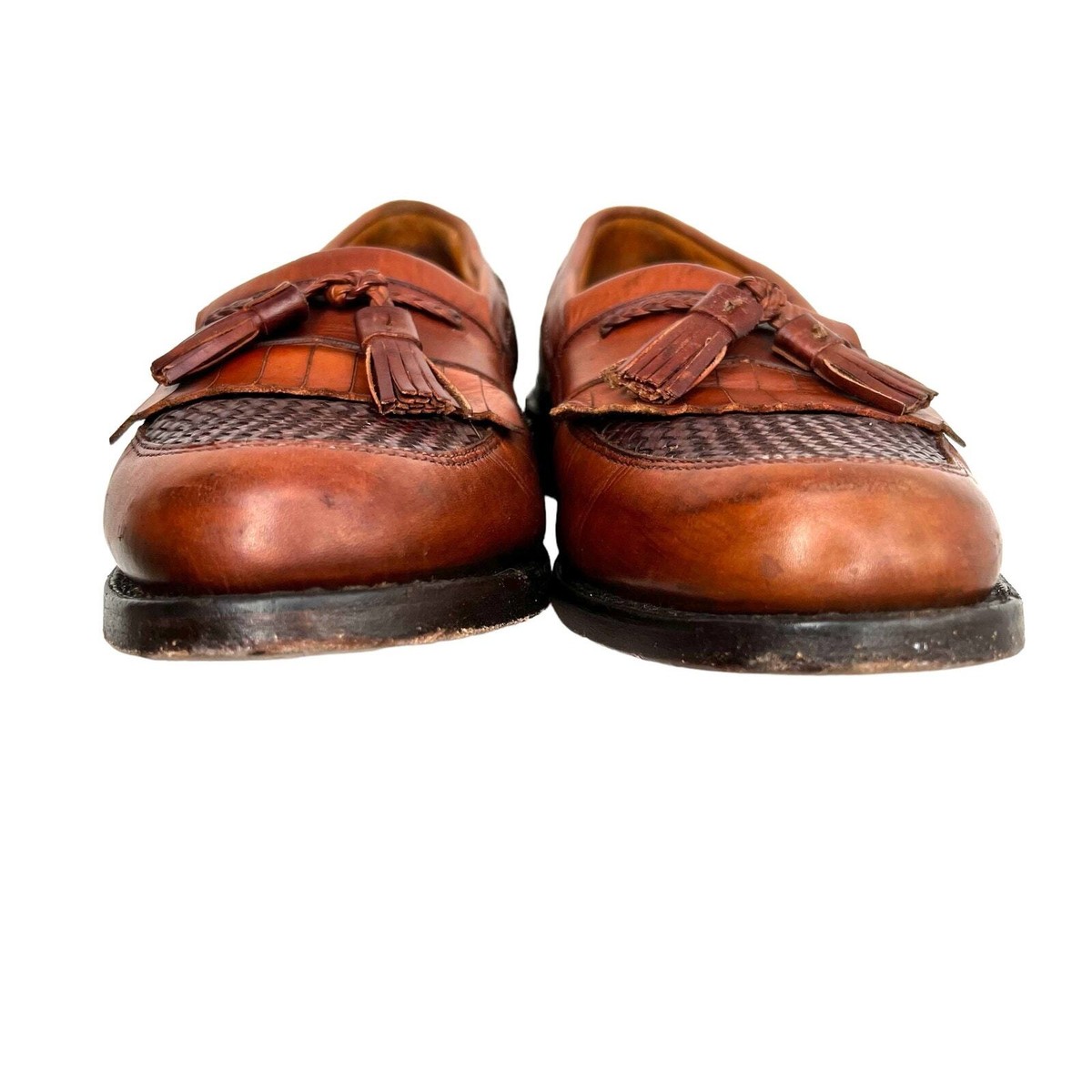 Allen Edmonds Cody Loafer Mens Tassel Kiltie Woven Leather Dark Chili Red 13 D ALLEN EDMONDS Cody Chili Brown Leather Tassel Weave Kiltie  main image 2