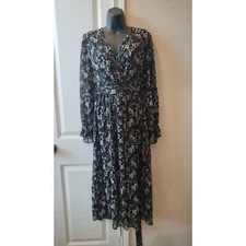 Grade & Gather Calista floral print long sleeves dress size M 