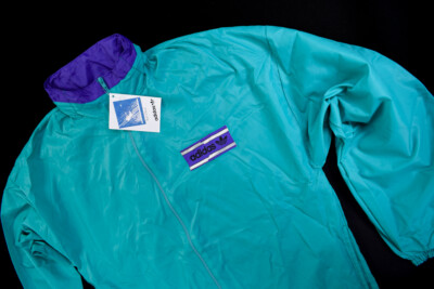 Adidas Vintage Regen Jacke Windbreaker Jacket Coat Rain Wear Nylon 80er 4 S NEU