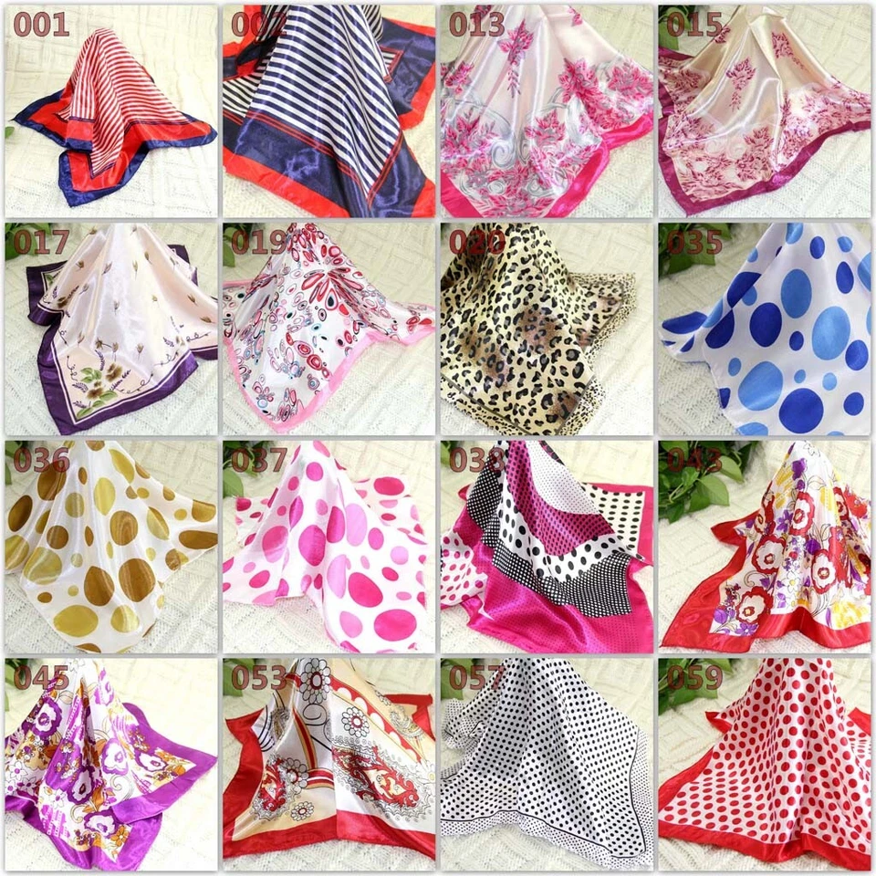Hot Women Office Ladies Silk Satin Scarves Small Vintage Square Wrap Head Shawl - Image 3 of 4