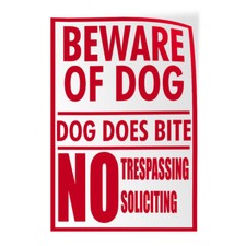 Vertical Vinyl Stickers Beware of Dog Dog Does Bite No Trespassing Soliciting