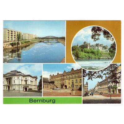 AK Bernburg (Saale) Saalepartie, Schloss, Theater, Langes Haus, Thälmann-Straße