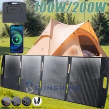 200W Mono Foldable Solar Panel 12V Power Charger Camping Home RV Battery Higher