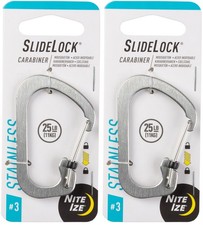Nite Ize SlideLock Stainless Steel Carabiner 3 - Stainless 2-Pack 