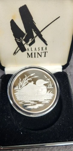 Alaska Mint Duck Medallion Proof 1 Oz .999 Fine Silver - Original Box