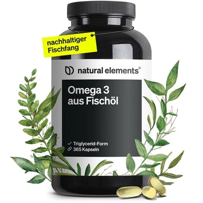 Omega 3 Kapseln hochdosiert aus Fischöl 2000mg mit EPA & DHA - NATURAL ELEMENTS