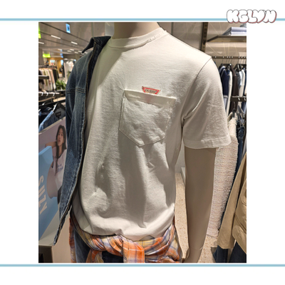 Stray Kids Hyunjin GUESS Mini Triangle Pocket T-Shirt Ivory