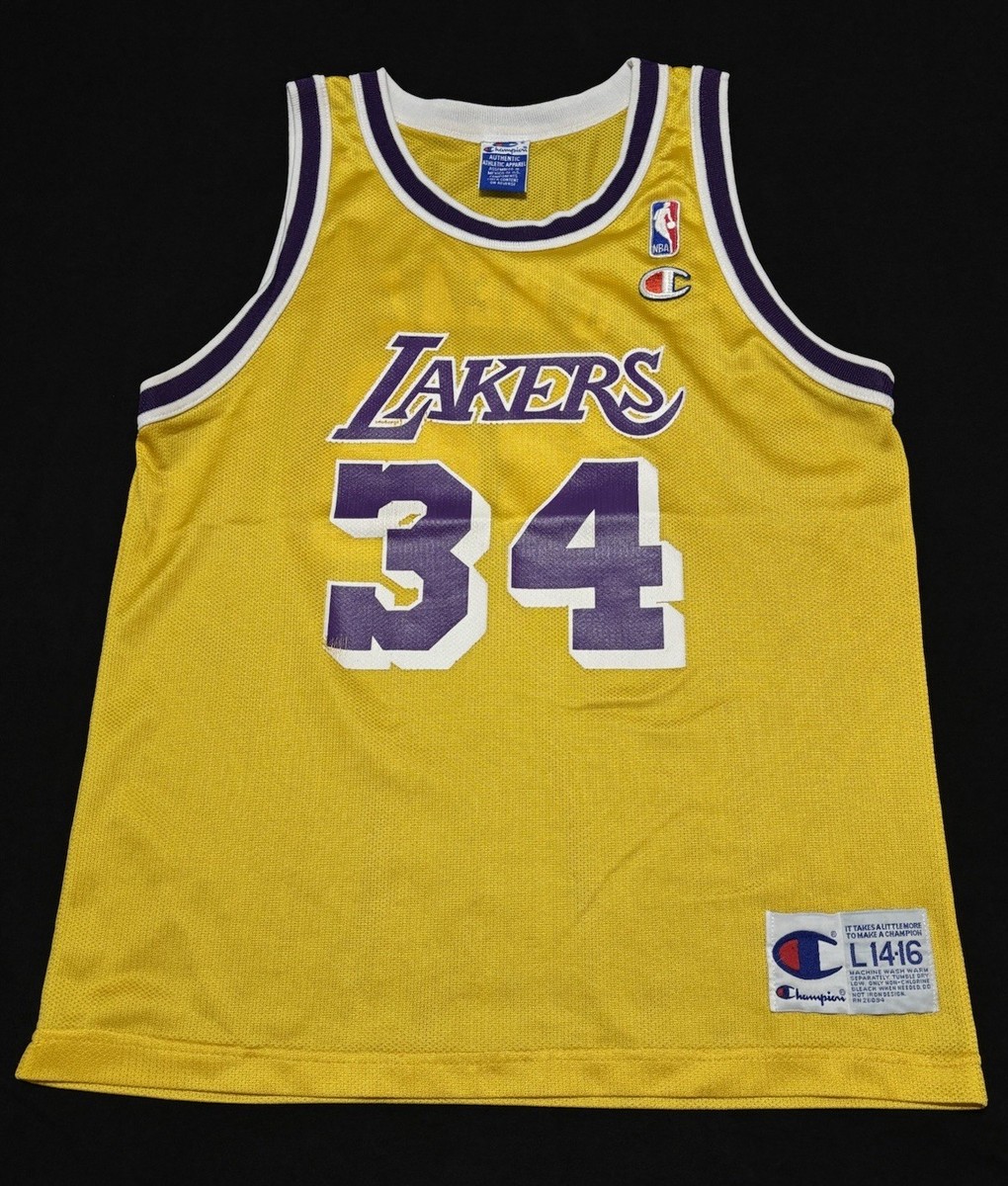 ロサンゼルス・レイカーズ SHAQUILLE O'NEAL ジャージ 34 Vintage NBA Champion Shaq Shaquille O'Neal #34 Yellow Jersey Size