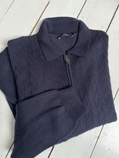 Polo maglione, zip, blu, struttura moderna. Taglia L=52