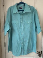 Vintage Wrangler Shirt Mens XXL Teal Pearl Snap Cowboy Western Short Sleeve
