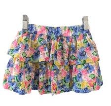 Disney Girls Skorts 3T Multicolor Floral Ruffles Lace Lined Elastic Waist Pullup