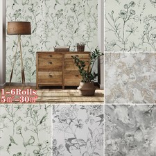 Woodland Animals Flowers Wallpaper 3D Effect Damask Floral Home Decor 1-6Rolls