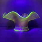 Uranium Glass Carnival Glass Fenton Marigold  Ruffled Candy Dish Bowl Vintage