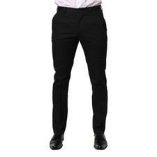 DOLCE & GABBANA Pants Black Cotton Skinny Dress Formal Trouser IT46/W32/S 900usd